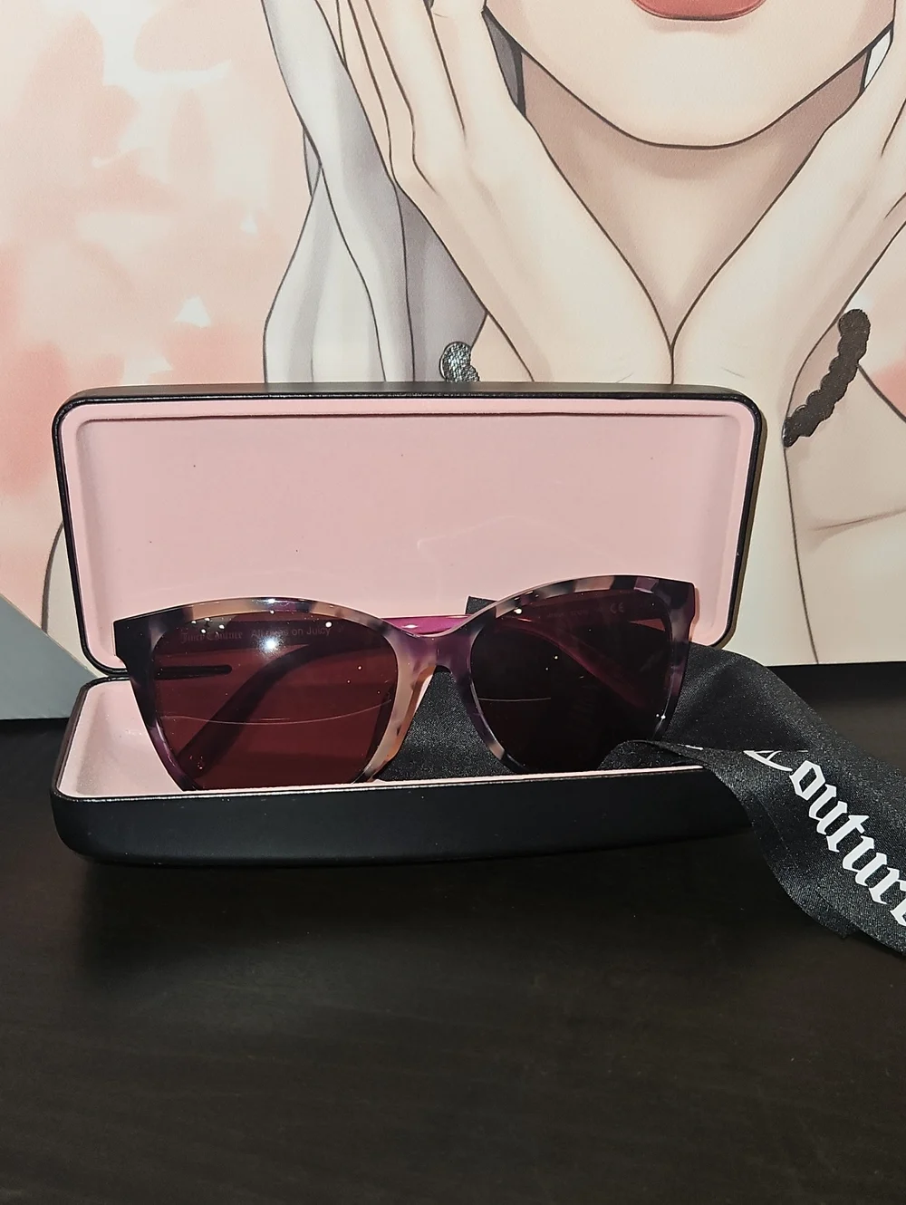 Juicy Couture Cat Eye Sunglasses Pink Tortoise Gradient Lenses NWOT